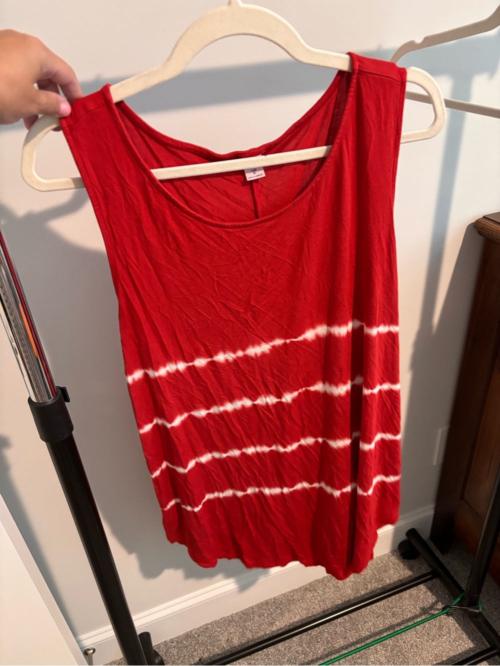 Old Navy Red Tie-Dye Stripe Tank Top